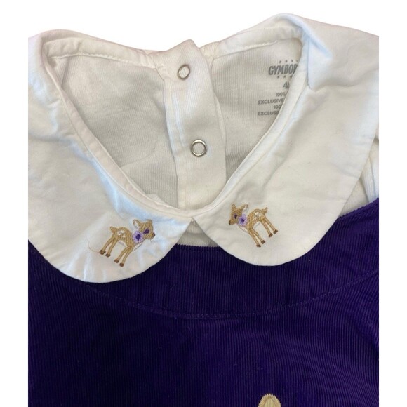 Gymboree Girls 4T Purple Corduroy Fawn Jumper Dress & Top Set Woodland Cute! - Picture 2 of 4